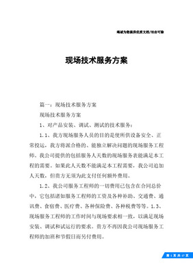 現(xiàn)場技術(shù)服務方案與保障措施詳解